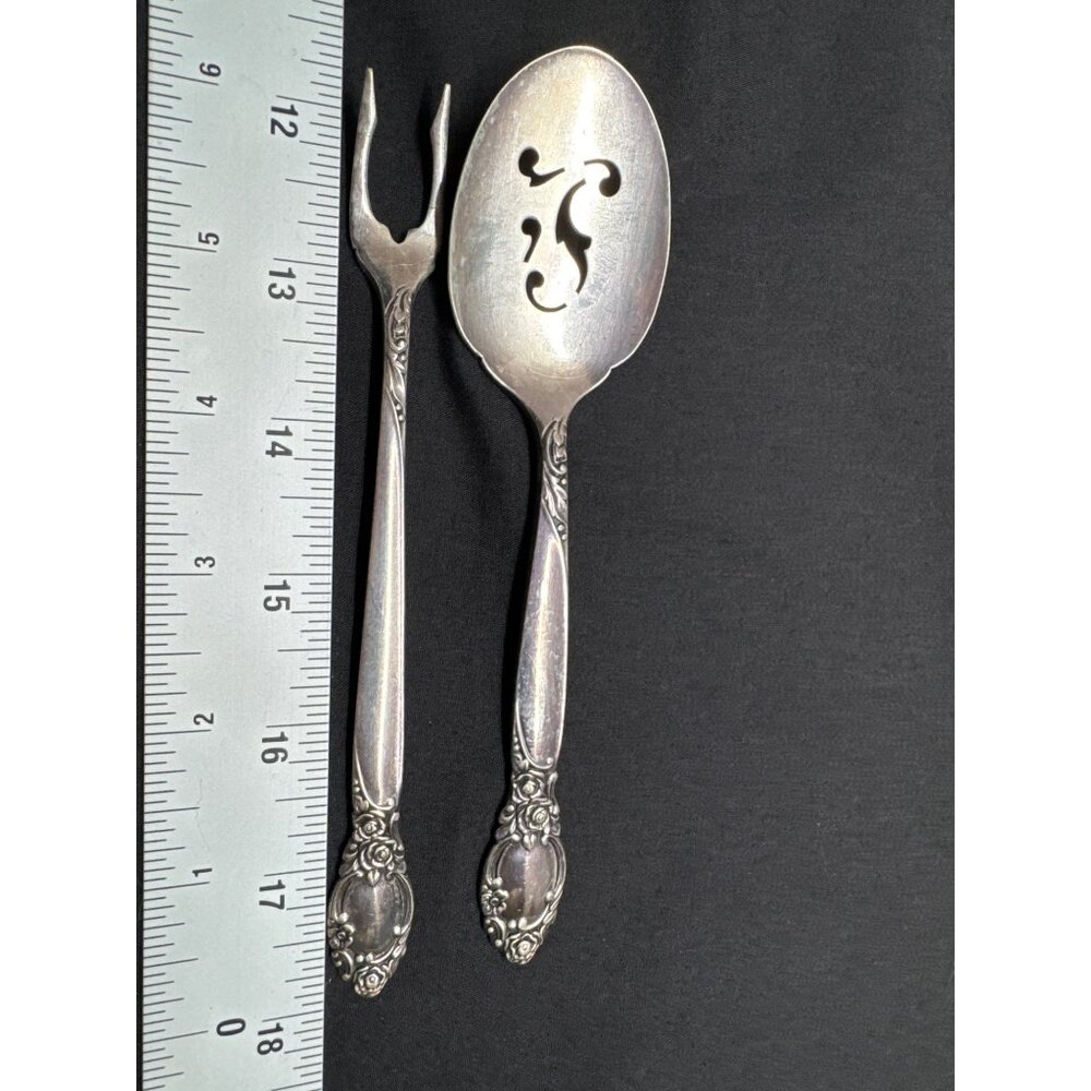 Silverplate Ballard-Country Serving Fork & Flat Slotted Spoon Set Oneida Communi